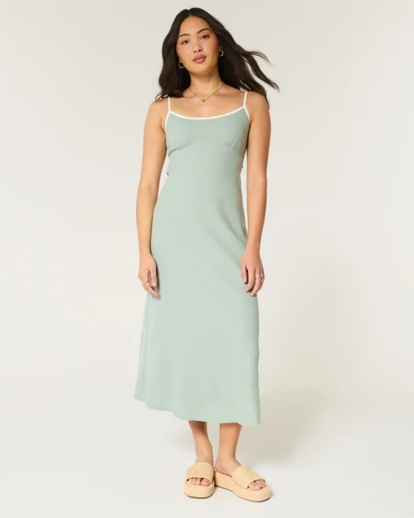 Linen-Blend Open-Back Slip Midi Dress Linen-Blend Open-Back Slip Midi Dress