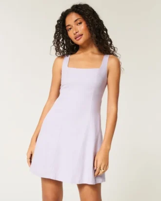 Linen-Blend Structured Mini Dress Linen-Blend Structured Mini Dress