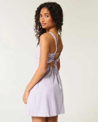 Linen-Blend Structured Mini Dress Linen-Blend Structured Mini Dress