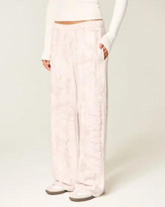 Logo Graphic Pink Camo Wide-Leg Sweatpants