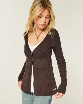 Long-Sleeve Flyaway Babydoll Cardigan