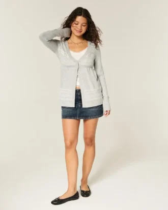 Long-Sleeve Flyaway Babydoll Cardigan