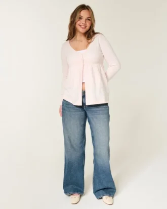 Long-Sleeve Flyaway Babydoll Cardigan