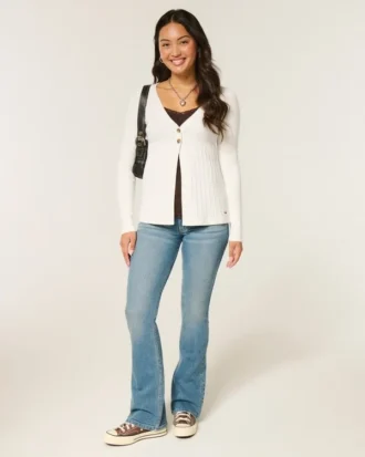 Long-Sleeve Flyaway Babydoll Cardigan