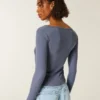Long-Sleeve Scoop Top