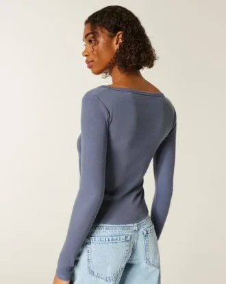Long-Sleeve Scoop Top