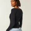 Long-Sleeve Scoop Top