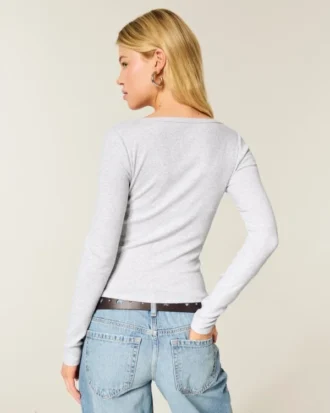 Long-Sleeve Scoop Top