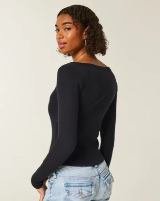 Long-Sleeve Scoop Top