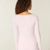 Long-Sleeve Seamless Fabric Slash-Neck Top