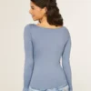 Long-Sleeve Seamless Fabric Slash-Neck Top