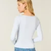 Long-Sleeve Seamless Fabric Slash-Neck Top