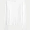 Long-Sleeve Seamless Fabric Slash-Neck Top