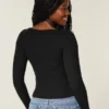 Long-Sleeve Slash-Neck Top