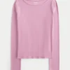 Long-Sleeve Slash-Neck Top