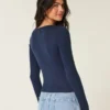 Long-Sleeve Square-Neck Top