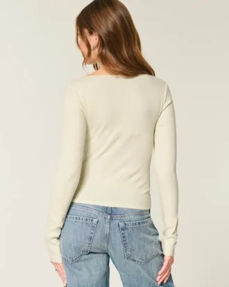 Long-Sleeve Square-Neck Top