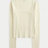Long-Sleeve Square-Neck Top