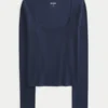 Long-Sleeve Square-Neck Top