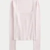 Long-Sleeve Square-Neck Top