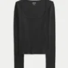 Long-Sleeve Square-Neck Top