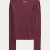 Long-Sleeve Square-Neck Top