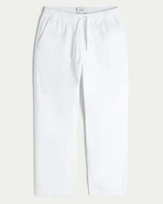 Loose Linen-Blend Pull-On Pants