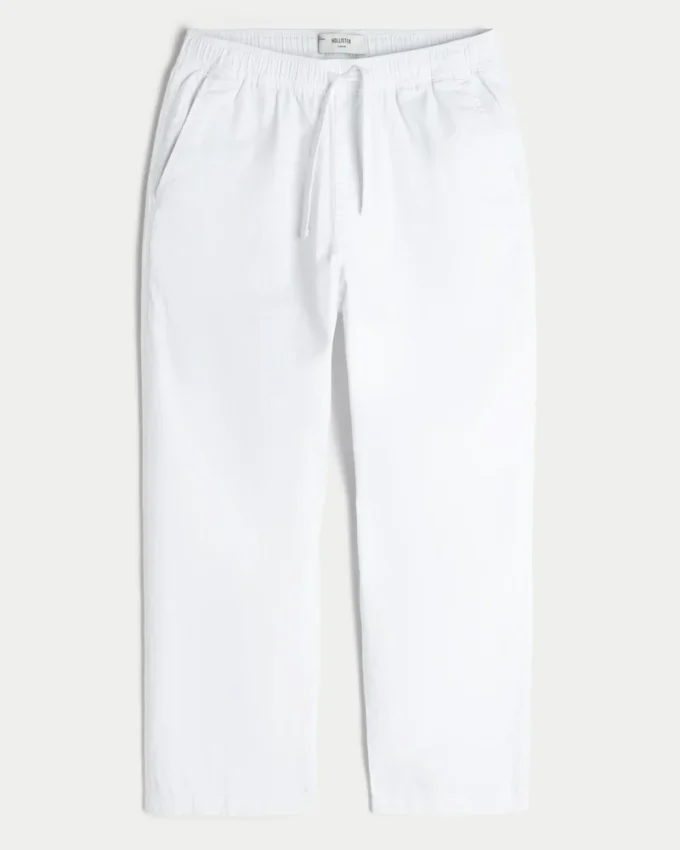 Loose Linen-Blend Pull-On Pants