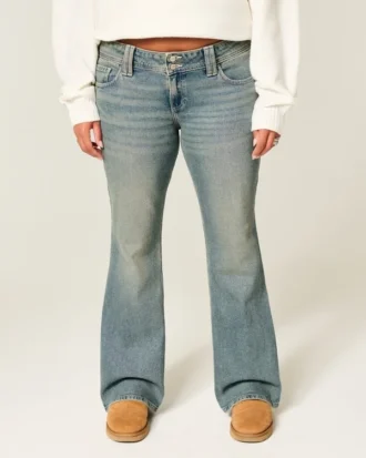 Low-Rise Butterfly Embroidery Medium Wash Bootcut Jeans