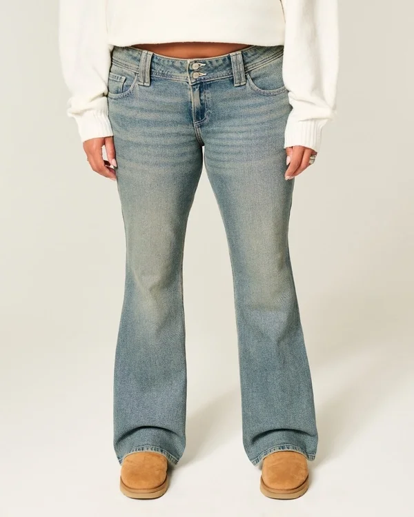 Low-Rise Butterfly Embroidery Medium Wash Bootcut Jeans Low-Rise Butterfly Embroidery Medium Wash Bootcut Jeans