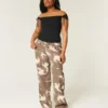 Low-Rise Cow Print Baggy Jeans