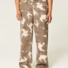 Low-Rise Cow Print Baggy Jeans