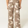 Low-Rise Cow Print Baggy Jeans