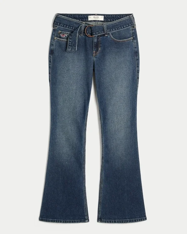 Low-Rise Dark Wash Belted Bootcut Jeans Low-Rise Dark Wash Belted Bootcut Jeans