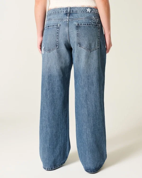 Low-Rise Dark Wash Class of ’26 Embroidered Baggy Jeans Low-Rise Dark Wash Class of ’26 Embroidered Baggy Jeans