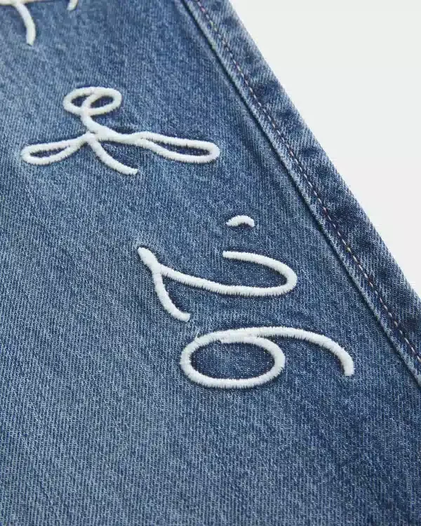 Low-Rise Dark Wash Class of ’26 Embroidered Baggy Jeans Low-Rise Dark Wash Class of ’26 Embroidered Baggy Jeans
