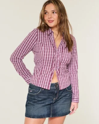 Low-Rise Dark Wash Denim Mini Skort