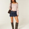 Low-Rise Dark Wash Denim Mini Skort Low-Rise Dark Wash Denim Mini Skort