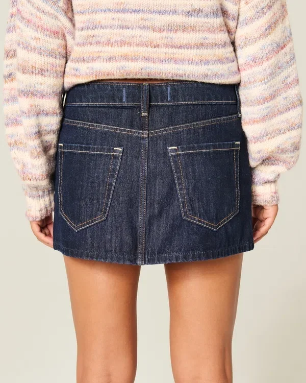 Low-Rise Dark Wash Denim Mini Skort Low-Rise Dark Wash Denim Mini Skort