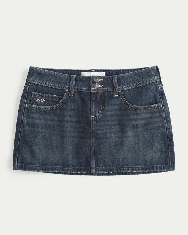 Low-Rise Dark Wash Denim Mini Skort Low-Rise Dark Wash Denim Mini Skort