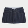 Low-Rise Dark Wash Denim Mini Skort Low-Rise Dark Wash Denim Mini Skort