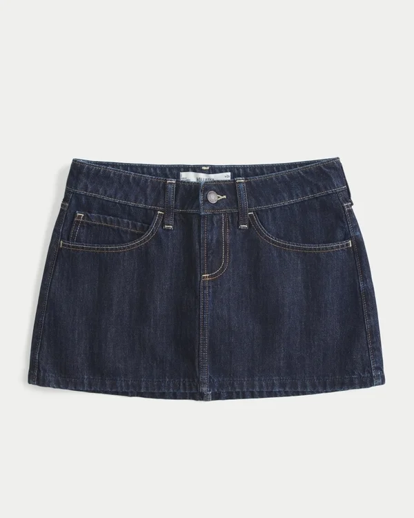 Low-Rise Dark Wash Denim Mini Skort Low-Rise Dark Wash Denim Mini Skort