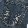 Low-Rise Dark Wash Embroidered Bootcut Jeans Low-Rise Dark Wash Embroidered Bootcut Jeans