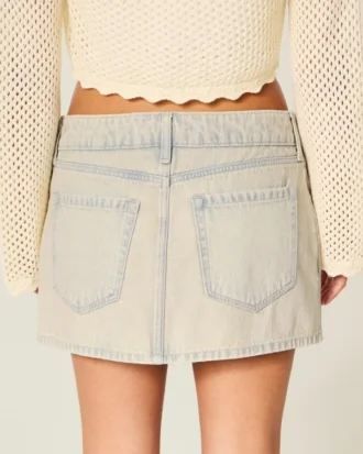 Low-Rise Denim Mini Skort