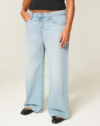 Low-Rise Distressed Baggy Jeans