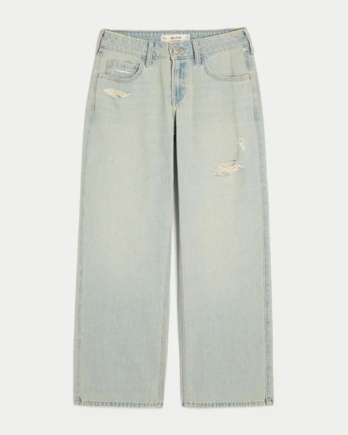 Low-Rise Distressed Light Wash Baggy Jeans Low-Rise Distressed Light Wash Baggy Jeans