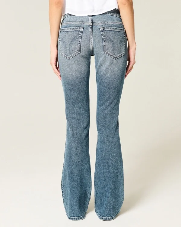 Low-Rise Distressed Medium Wash Bootcut Jeans Low-Rise Distressed Medium Wash Bootcut Jeans