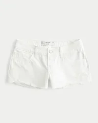 Low-Rise Distressed White Denim Mini Shorts