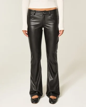 Low-Rise Faux Leather Bootcut Pants