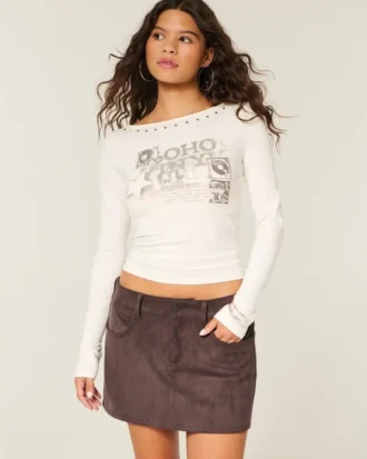 Low-Rise Faux Suede Mini Skort